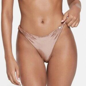 SKIMS LIQUID SHINE SWIM TWISTED MID COVERAGE BIKINI BOTTOM SIZE SMALL